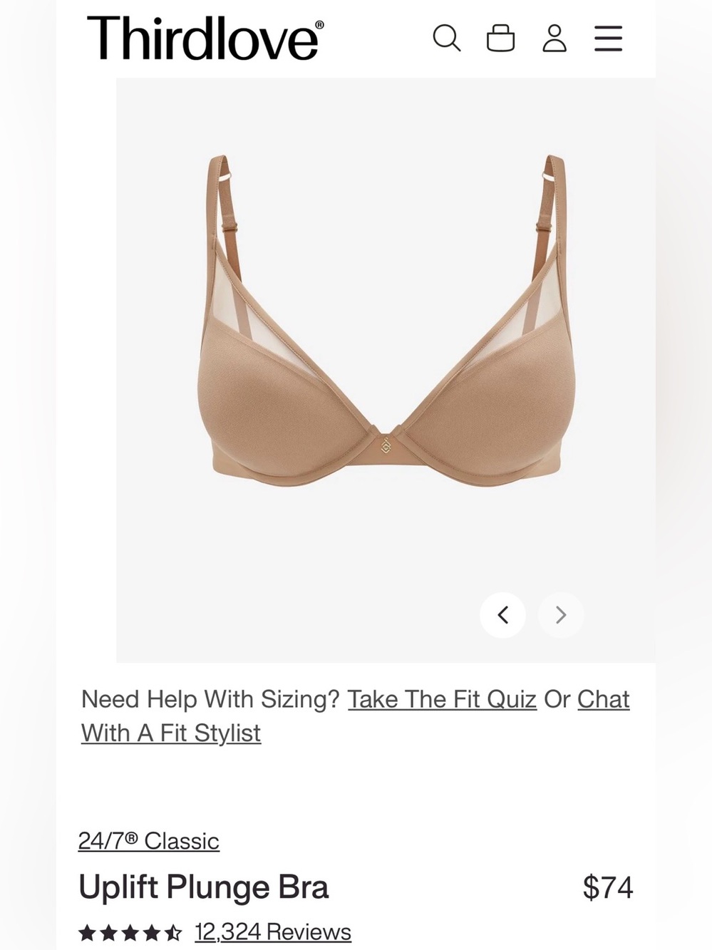 ThirdLove Uplift Plunge Bra — Taupe